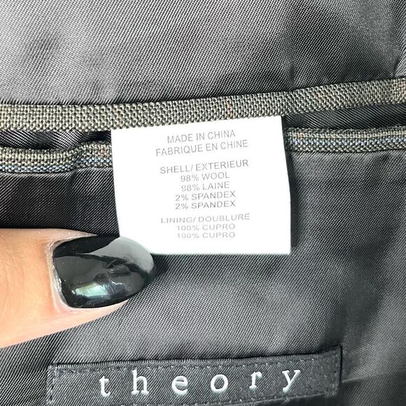 Theory Blazer Men’s 42L Grey with Fain Plaid Design Wool Blend Suit Jacket - Picture 5 of 7